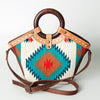 ADBG689C American Darling Handcrafted Western Saddle Blanket Leather Tote Bag