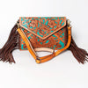 ADBGA178 American Darling Hand Tooled Floral Carved Leather Fringe Envelope Women