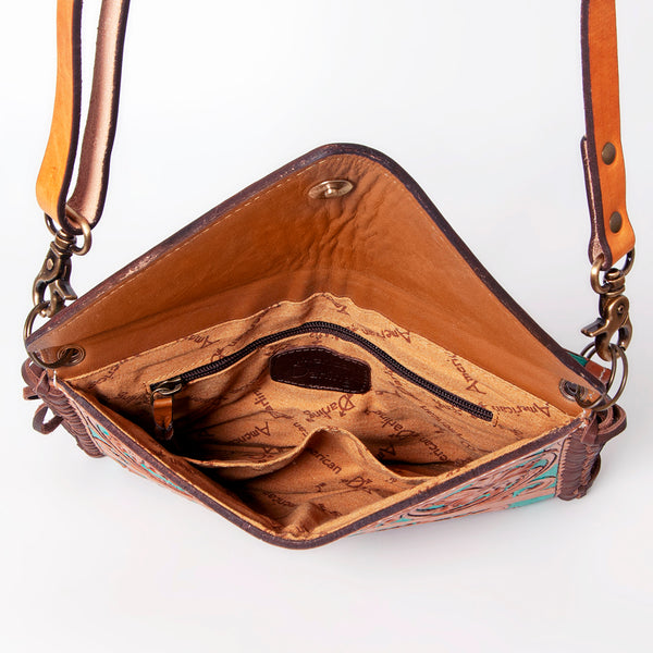 ADBGA178 American Darling Hand Tooled Floral Carved Leather Fringe Envelope Women