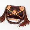 ADBGA178 American Darling Hand Tooled Floral Carved Leather Fringe Envelope Women