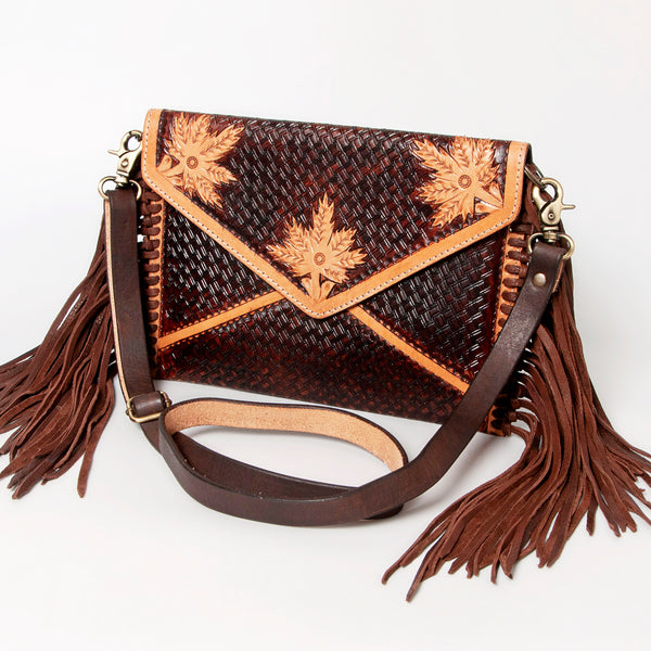 ADBGA178 American Darling Hand Tooled Floral Carved Leather Fringe Envelope Women