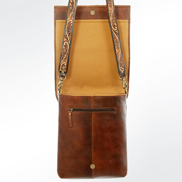ADBGA179 American Darling Hand Tooled Leather Fringe Messenger
