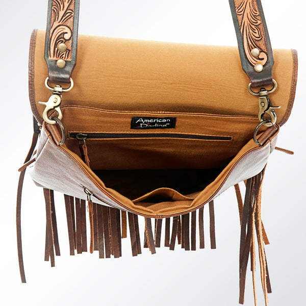 ADBGA179 American Darling Hand Tooled Leather Fringe Messenger