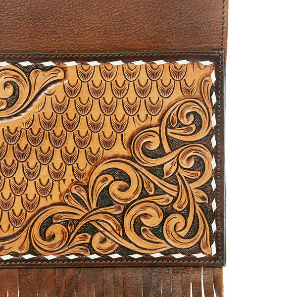 ADBGA179 American Darling Hand Tooled Leather Fringe Messenger