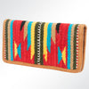 ADBG488 American Darling Hand Woven Saddle Blanket & Leather Western Clutch Bag