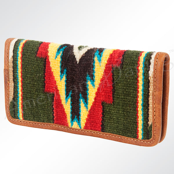 ADBG488 American Darling Hand Woven Saddle Blanket & Leather Western Clutch Bag