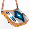 ADBG699 American Darling Handcrafted Hand Tooled Leather and Saddle Blanket Crossbody Bag