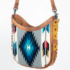 ADBG699 American Darling Handcrafted Hand Tooled Leather and Saddle Blanket Crossbody Bag