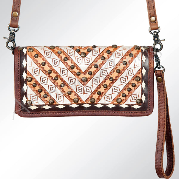 ADBG486 American Darling Hand Tooled Floral Leather Western Crossbody Bag