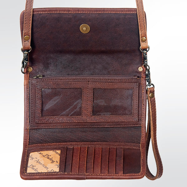 ADBG486 American Darling Hand Tooled Floral Leather Western Crossbody Bag