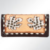 ADBG488 Western Hand Tooled Genuine Leather Floral Crossbody Wallet Clutch