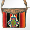 ADBGA180 American Darling Southwestern Serape & Tooled Leather Crossbody Handbag