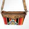 ADBGA180 American Darling Southwestern Serape & Tooled Leather Crossbody Handbag