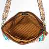 ADBGA181 American Darling Hand Tooled Leather Saddle Blanket Cross body Bag