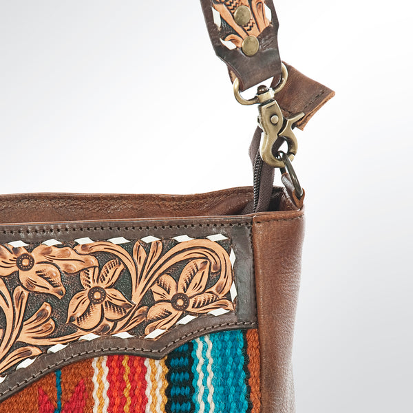 ADBGA181 American Darling Hand Tooled Leather Saddle Blanket Cross body Bag