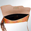 ADBGM136 Cowgirl Hand-Painted Leather Clutch - Western Art with Fringe and Stud Detail
