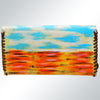 ADBGM136 Cowgirl Hand-Painted Leather Clutch - Western Art with Fringe and Stud Detail