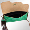ADBGM136 Cowgirl Hand-Painted Leather Clutch - Western Art with Fringe and Stud Detail