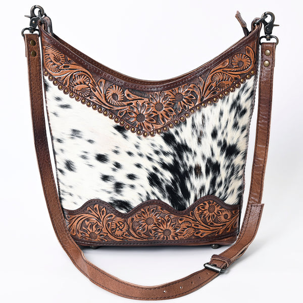 ADBG702A American Darling Handcrafted Hand Tooled Leather Messenger Bag with Hair-On Cowhide