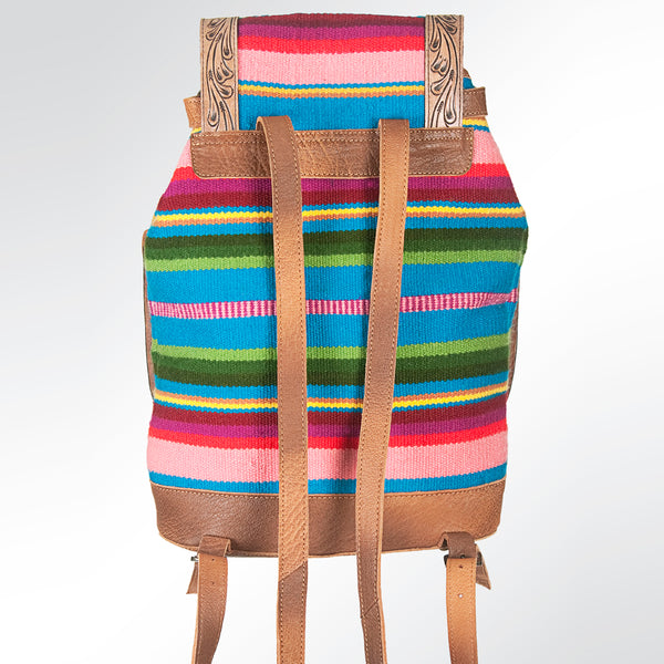 ADBG703 American Darling Handcrafted Floral Tooled Leather and Saddle Blanket Backpack Bag