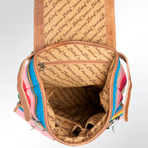 ADBG703 American Darling Handcrafted Floral Tooled Leather and Saddle Blanket Backpack Bag