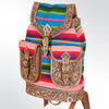 ADBG703 American Darling Handcrafted Floral Tooled Leather and Saddle Blanket Backpack Bag