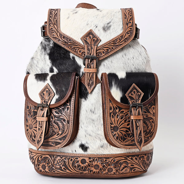 ADBG703 American Darling Handcrafted Floral Tooled Leather and Cowhide Backpack Bag
