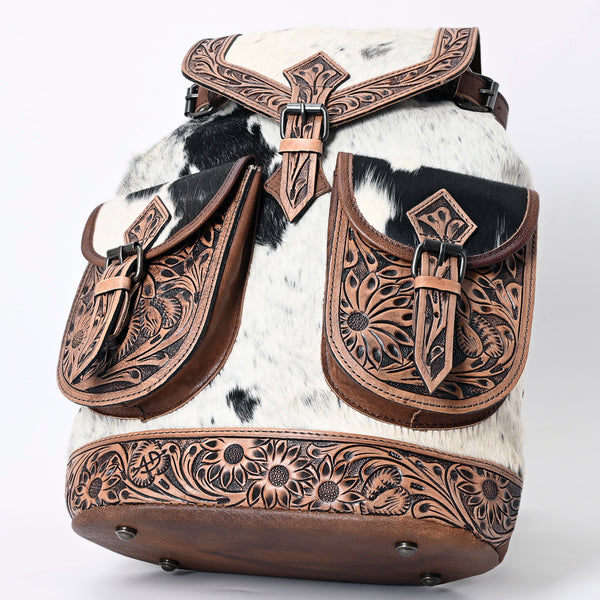 ADBG703 American Darling Handcrafted Floral Tooled Leather and Cowhide Backpack Bag