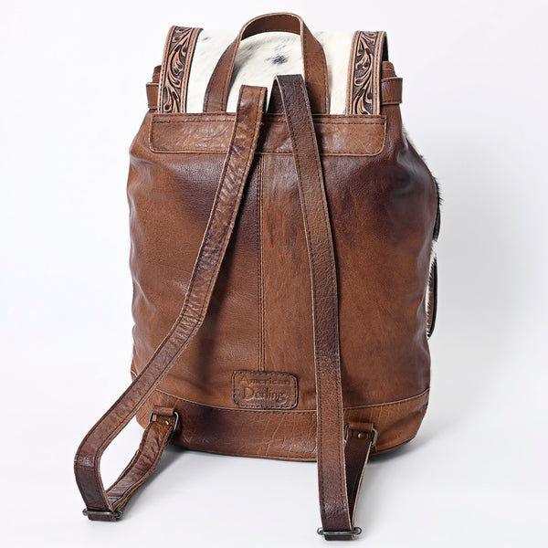 ADBG703 American Darling Handcrafted Floral Tooled Leather and Cowhide Backpack Bag