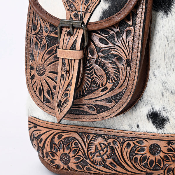 ADBG703 American Darling Handcrafted Floral Tooled Leather and Cowhide Backpack Bag