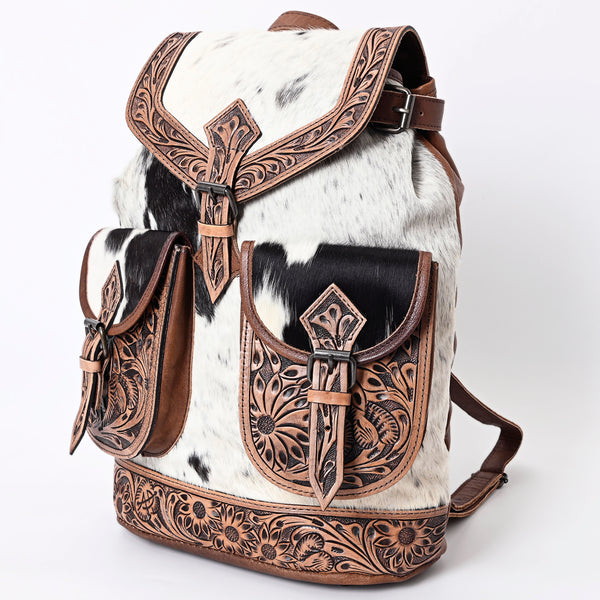 ADBG703 American Darling Handcrafted Floral Tooled Leather and Cowhide Backpack Bag