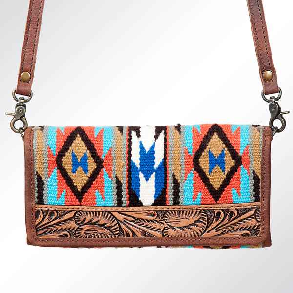 ADBG486 American Darling Hand Tooled & Hand Woven Saddle Blanket Western Crossbody Bag
