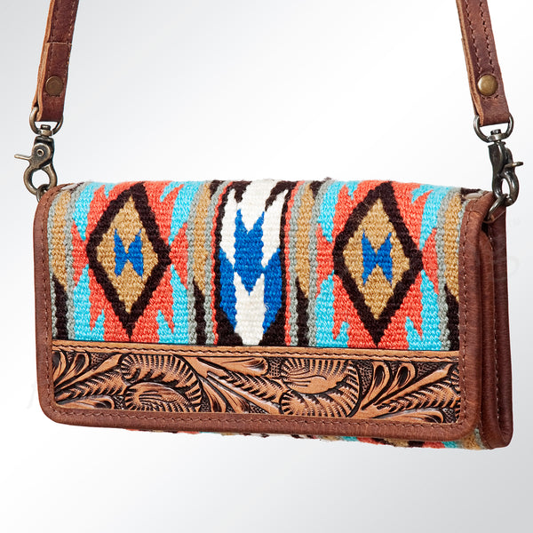 ADBG486 American Darling Hand Tooled & Hand Woven Saddle Blanket Western Crossbody Bag