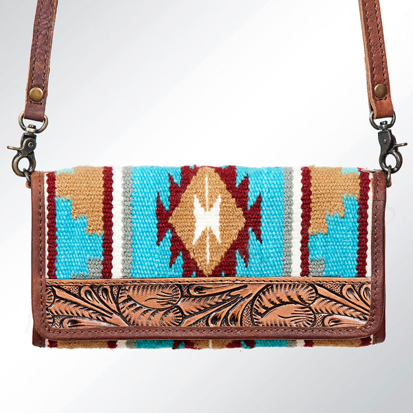 ADBG486 American Darling Hand Tooled & Hand Woven Saddle Blanket Western Crossbody Bag