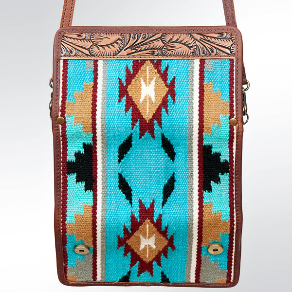ADBG486 American Darling Hand Tooled & Hand Woven Saddle Blanket Western Crossbody Bag