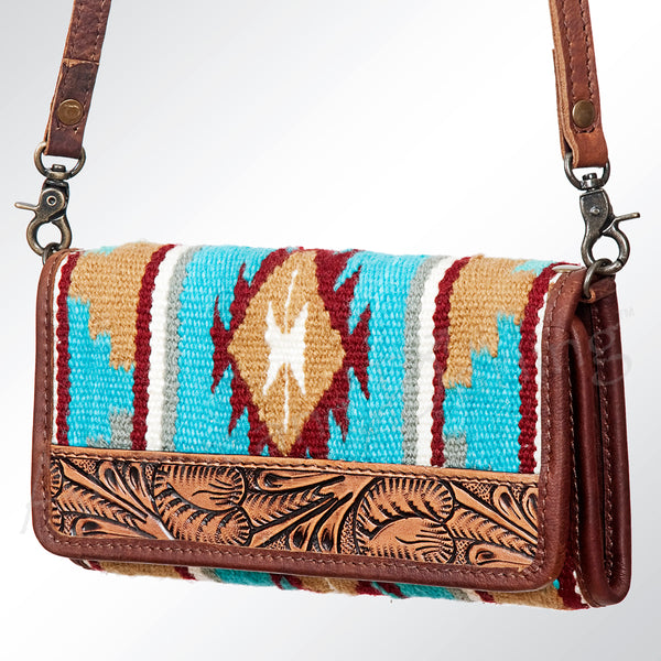 ADBG486 American Darling Hand Tooled & Hand Woven Saddle Blanket Western Crossbody Bag