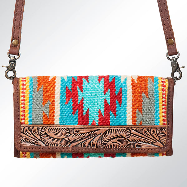 ADBG486 American Darling Hand Tooled & Hand Woven Saddle Blanket Western Crossbody Bag