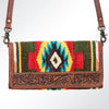 ADBG486 American Darling Hand Tooled & Hand Woven Saddle Blanket Western Crossbody Bag