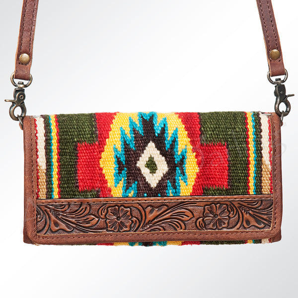 ADBG486 American Darling Hand Tooled & Hand Woven Saddle Blanket Western Crossbody Bag