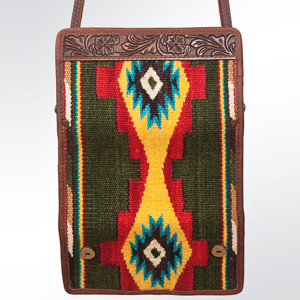 ADBG486 American Darling Hand Tooled & Hand Woven Saddle Blanket Western Crossbody Bag