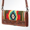 ADBG486 American Darling Hand Tooled & Hand Woven Saddle Blanket Western Crossbody Bag