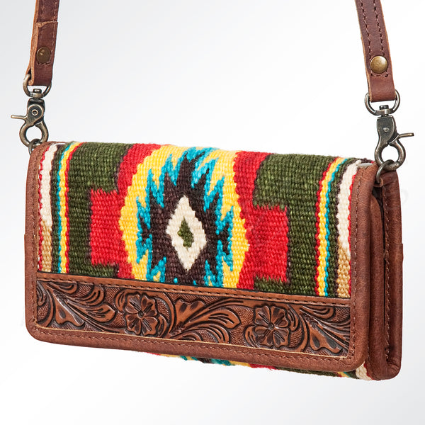 ADBG486 American Darling Hand Tooled & Hand Woven Saddle Blanket Western Crossbody Bag