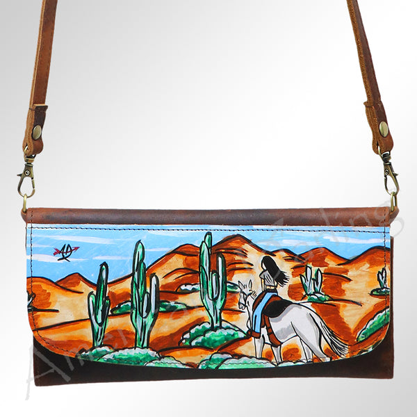 ADBGM112 Hand-Painted Scene Leather Crossbody - Southwestern Western Design