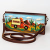 ADBGM112 Hand-Painted Scene Leather Crossbody - Southwestern Western Design