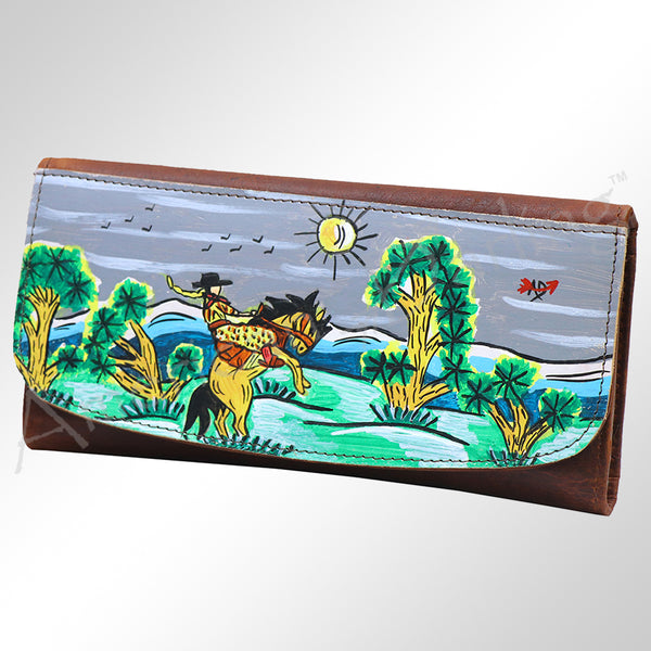 ADBGM112 Hand-Painted Scene Leather Crossbody - Southwestern Western Design