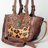 ADBG712 American Darling Handcrafted Floral Tooled Leather and Cowhide Tote Bag