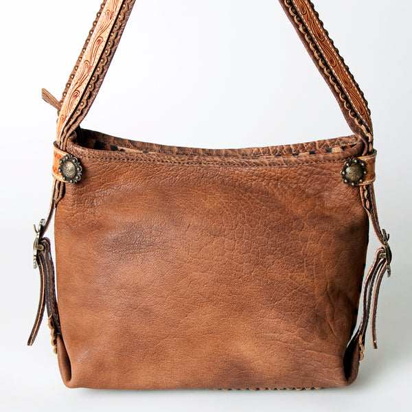 ADBG713 American Darling Handcrafted Hand Tooled Leather Hobo Bag with Hair-On Cowhide