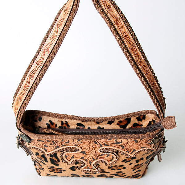 ADBG713 American Darling Handcrafted Hand Tooled Leather Hobo Bag with Hair-On Cowhide