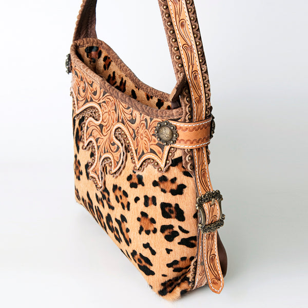 ADBG713 American Darling Handcrafted Hand Tooled Leather Hobo Bag with Hair-On Cowhide