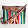 ADBGA182 American Darling Western Tooled Leather Serape Pattern Crossbody Shoulder Bag